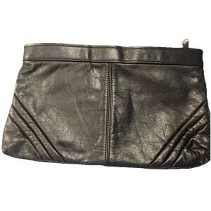 VTG Antonia Designs Soft Glove Leather Black Clutch Bag Pouch 10.5x6.5